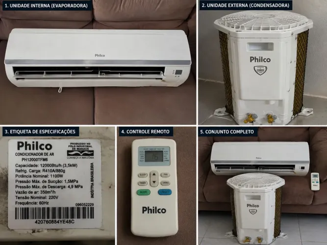 Ar-Condicionado Split Philco 12.000 BTUs Quente e Frio 220V Completo