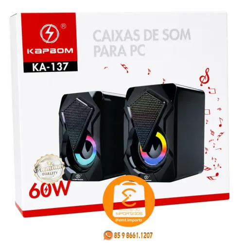 60w Caixa de Som para PC, com fio USB / P2 3.5mm Premium com Luzes Coloridas
