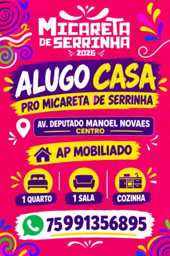Alugo casa para o Micareta de Serrinha