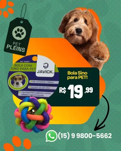 BOLA COM SINO BRINQUEDO PARA PET 
