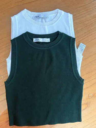 Cropped Zara de Tricot - Branco e Verde - tam P - 30 cada