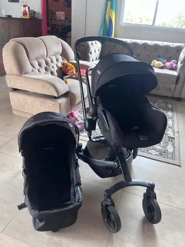 Carrinho de Bebê Kiddo 3 em 1 com Giro 360° - Excelente Estado