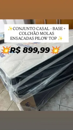 CONJUNTO CASAL BASE + COLCHÃO MOLAS ENSACADAS 