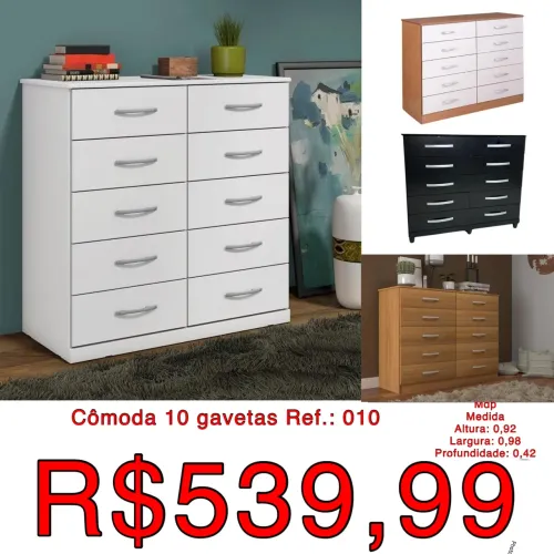 Cômoda 10 Gavetas em promoção