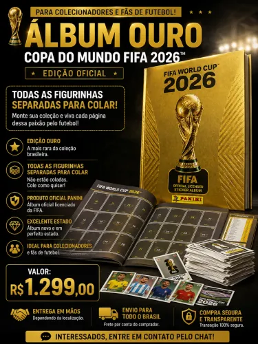 Álbum Oficial da Copa do Mundo FIFA 2026 - Edição Ouro + Coleção Completa de Figurinhas