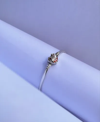 Pulseira (Bracelete) Homem Aranha Rígida Para Berloque Em Prata 925