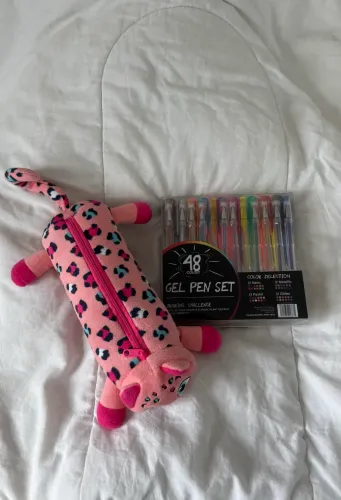 KIT : estojo de gato Pucket + 48 canetas em gel coloridas