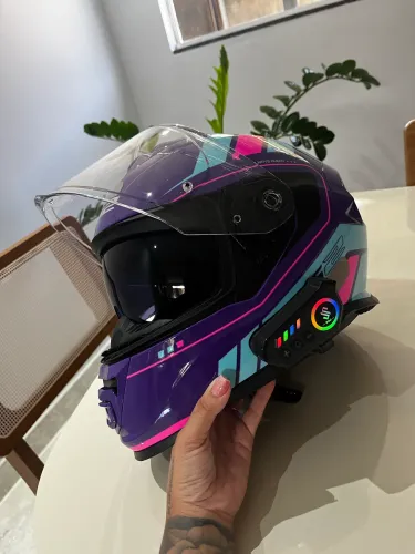 Capacete LS2 FF320 Roxo - Integral com Viseira Solar
