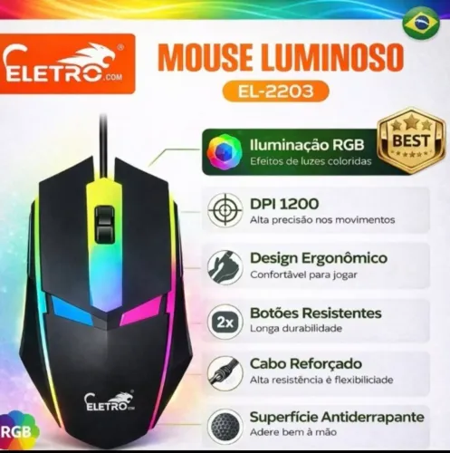 Mouse gamer RGB jogos R$22.00