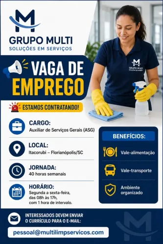 Auxiliar de serviço gerais - 40Hs