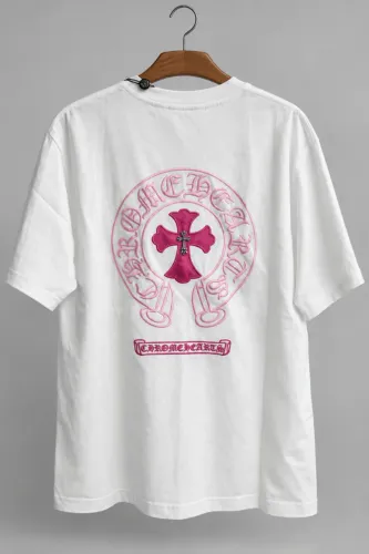 Camisa Chrome Hearts Horseshoe Cross White Pink