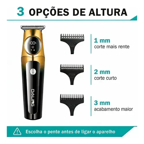 Máquina de Acabamento e Cortar Cabelo Sem Fio Daling DL-1602 Azul (Nova)