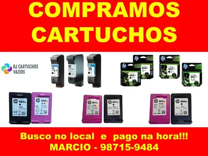 Compra de cartuchos e toners de impressoras vazios, cheios e vencidos