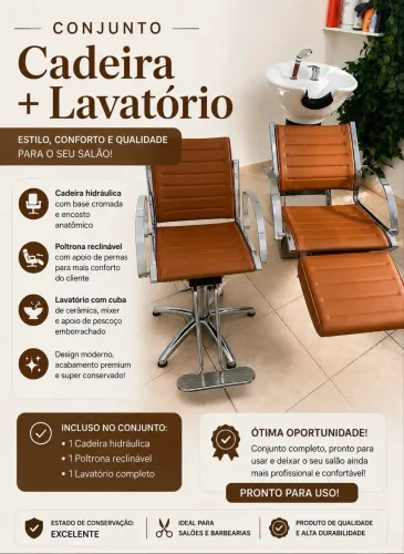 Lavatório e cadeira salão de cabelereiro