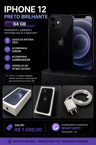 iPhone 12 preto brilhante