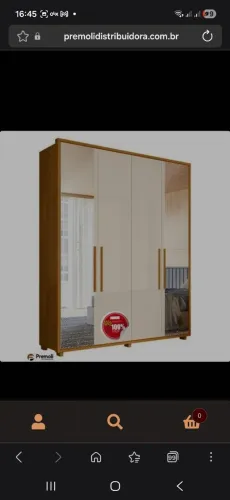 Guarda Roupa Greco 187.5cm 4 Portas Cor Cinamomo/off White C/Espelho - Madetec