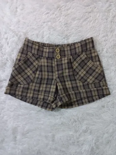 Short Moletom Xadrez com Bolsos Tamanho 40