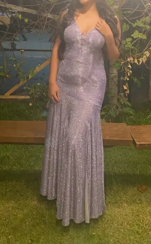 vestido longo brilho lilás
