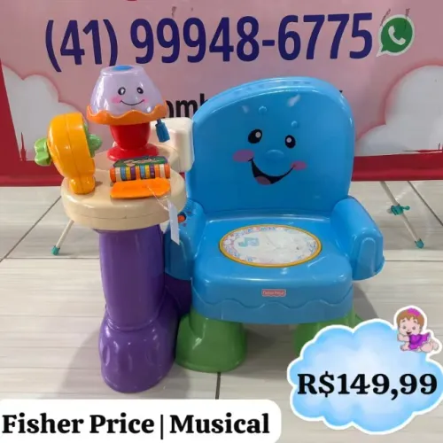 Cadeira Musical interativa Fisher price, Abajur assende, toca varias musicas
