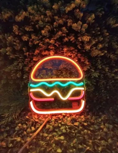 Painel neon lead hambúrguer