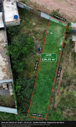 Terreno 126 m² murado c/ água, luz, esgoto e fundação - Itapecerica da Serra/SP