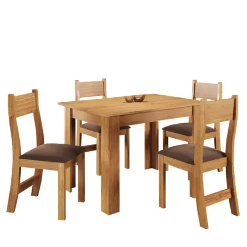 Conjunto de Mesa Palace com 04 Cadeiras Brisa Mel/Bombom/Veludo - Viero