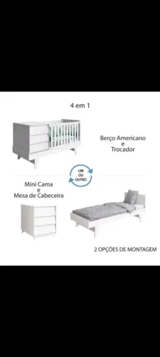 Berço multifuncional 4 em 1