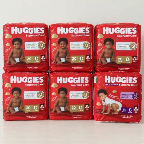 Lote Fraldas Huggies Supreme Care G - 118 unidades