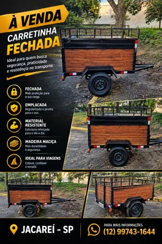 CARRETINHA FECHADA À VENDA - DOCUMENTADA -