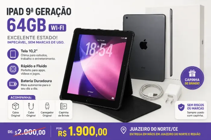 iPad 9ª Geração 64GB Wi-Fi - Impecável, Completo!