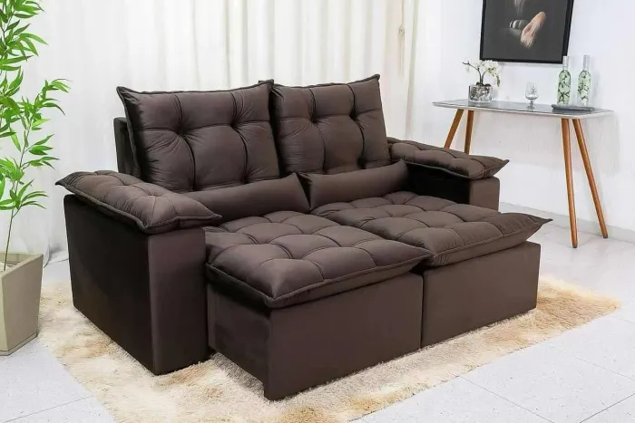 Sofá Retrátil 1.95 largura metros  cor Marrom