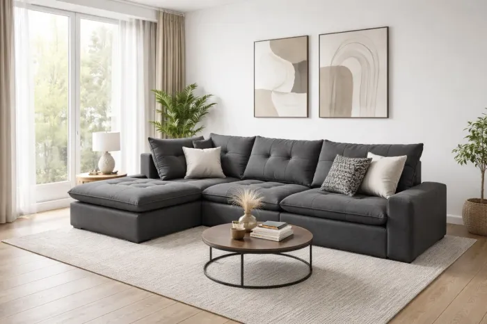Sofá Retrátil com Chaise Molas Ensacadas PRONTA ENTREGA 