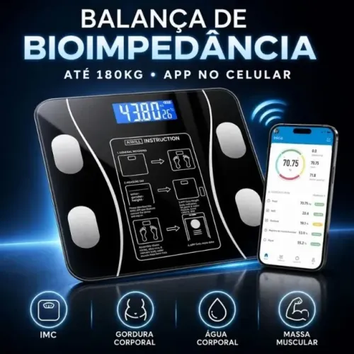 Balança bioimpedância 180Kg Moment Bluetooth
