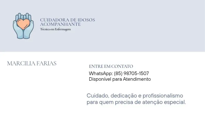 Cuidadora de idoso, acompanhante , técnica em enfermagem