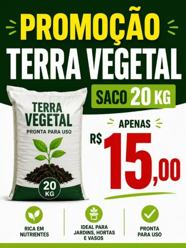 Saco Terra vegetal 20 kg 15,00, vasos e plantas