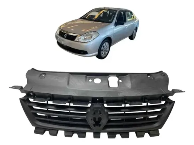 Grade Dianteira Renault Symbol 2008 A 2012 Original Preto Brilhante