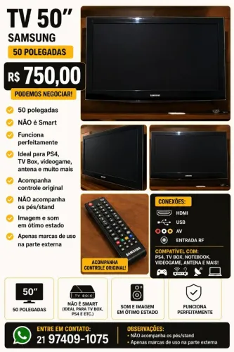 Televisao Samsung 50 polegadas - NÃO É SMART