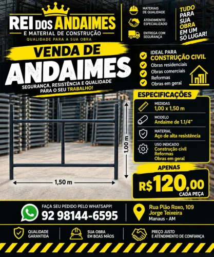 VENDE-SE ANDAIME 1,00X1,50 TUBO 1.1/4X2,00MM