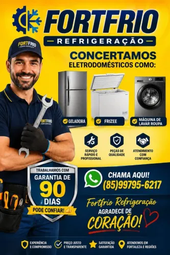 Assistência técnica especializada em conserto de Geladeira, Frizee, Máquina de lavar.