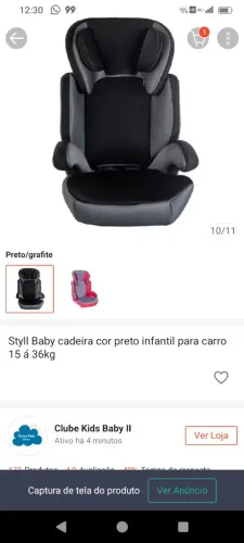 Cadeira de proteção para criança de 15 até 40 kilos ,pra carro.