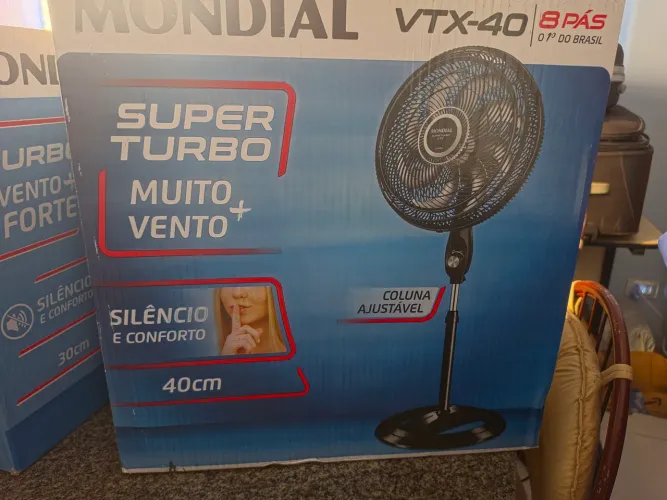 Ventilador Coluna com Controle e 8 Pás Turbo Control Preto e Cinza 40CM 220V