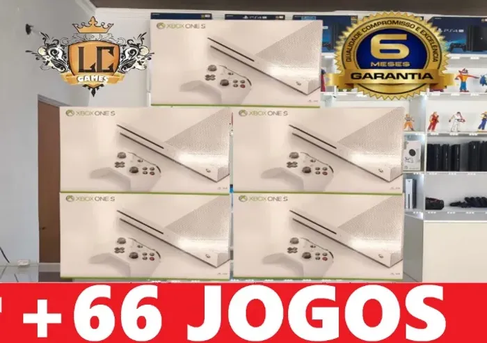 XBOX ONE S 5OOGB COM 65 JOGOS + O6 MESES GARANTIA ( LOJA FISICA )