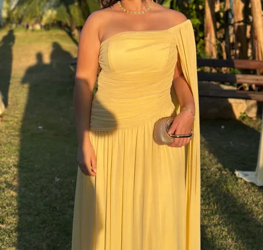 Vendo vestido festa -  amarelo manteiga 