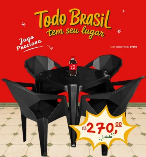 Jogo de mesa e cadeira de plástico Diamante