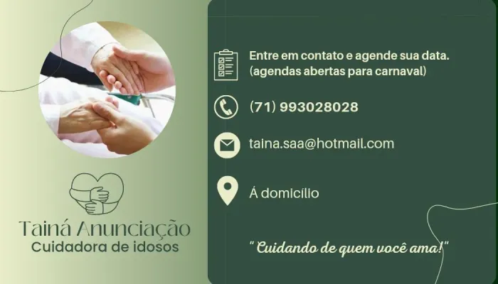 Cuidador de Idosos (disponível aos feriados e finais de semana)
