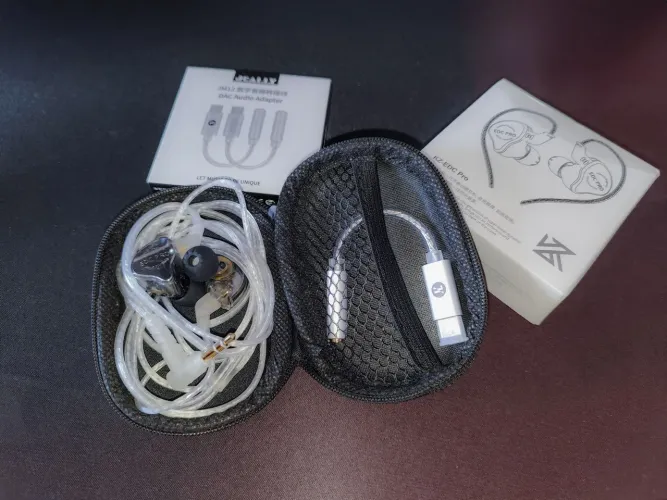 Kit Fone HiFi IEM KZ EDC Pro + adaptador JCALLY JM12 + Case original KZ