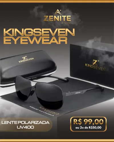 Óculos de Sol Kingseven Aviador Polarizado UV400 Preto