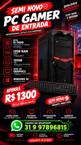 PC GAMER i5 7ª geração 12G ram DDR4 SSD 120G