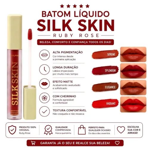 Batom Líquido Ruby Rose - Smooth Blur - Silk Skin