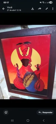 Quadro de azulejo africana com moldura